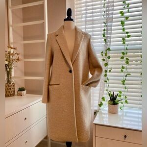 Cream Wool Blend Trench Coat
